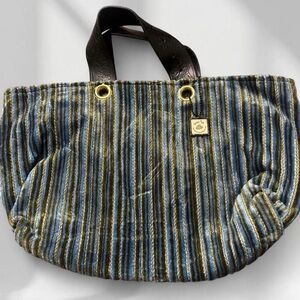 Jean Et Handbag Striped Blue and Brown Tote Bag